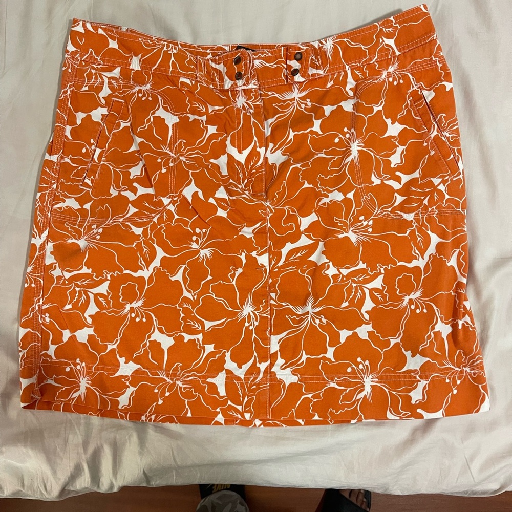 Orange Floral Mini Skirt